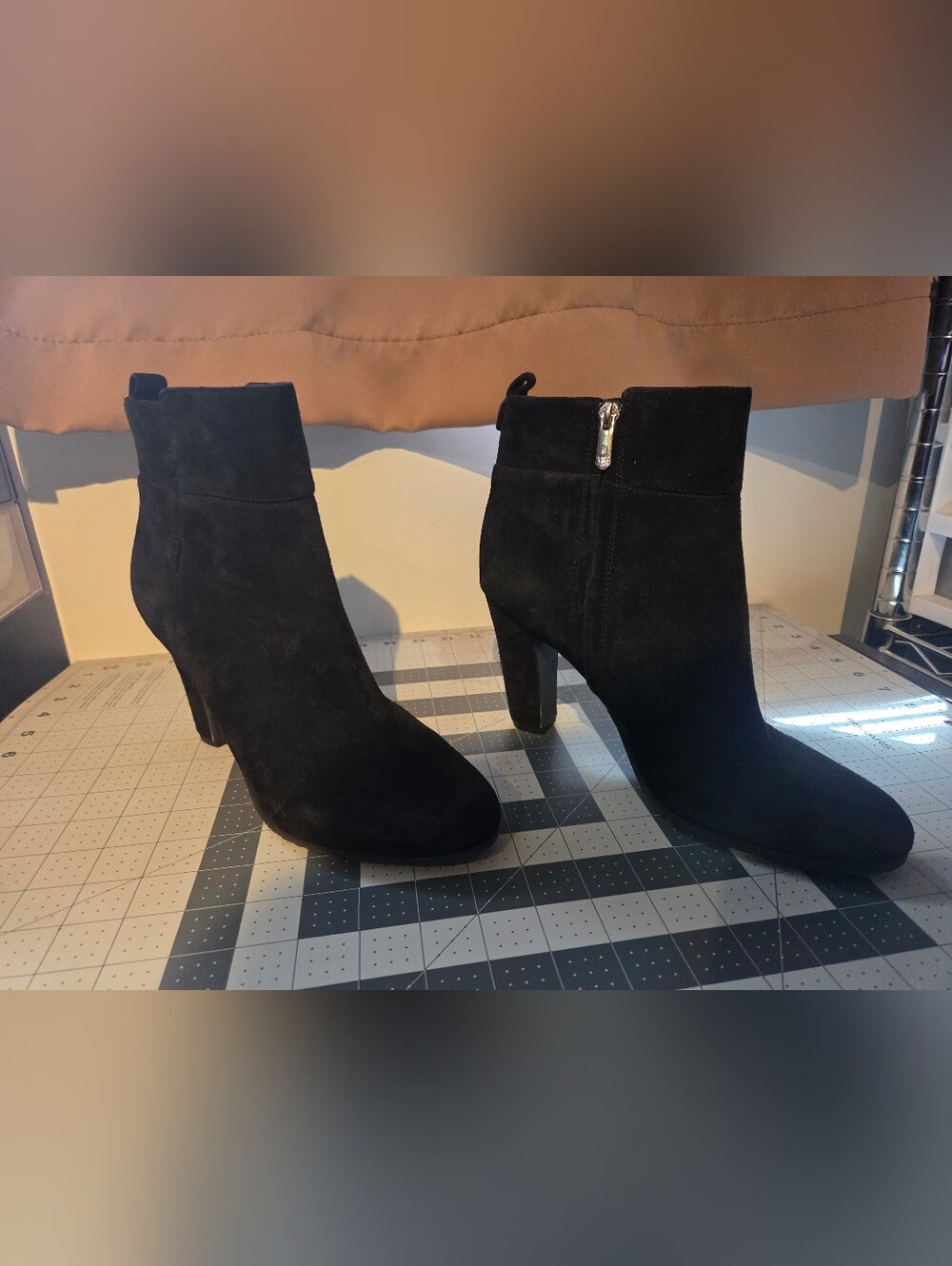 Sam Edelmen Black Suede Ankle Boots with Side Zip - Women's